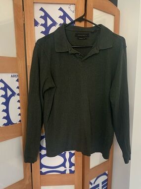 Axist Men's Long Sleeve Polo Shirt - Dark Green